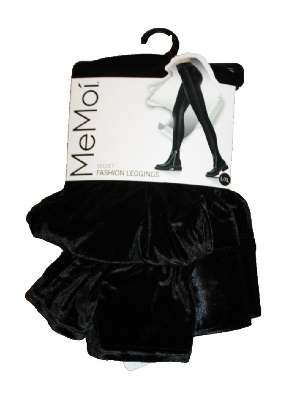 MeMoi Leggings Size L/XL Black Velvet Shaping Fashion Legging Pant NEW
